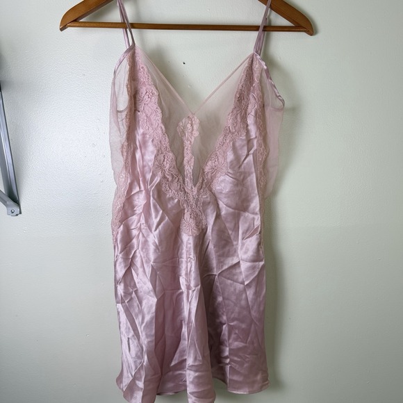 Frederick's of Hollywood Other - y2k Fredericks of Hollywood pink & black lace satin babydoll lingerie slip Small